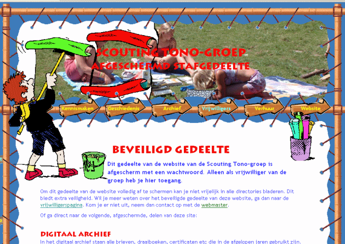 Overzicht van pagina's in het afgeschermde gedeelte