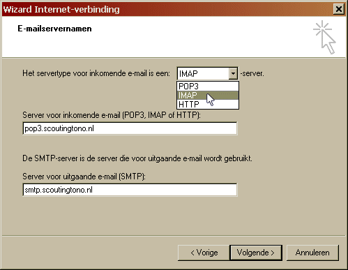Stel de servernamen in zoals hier aangegeven.