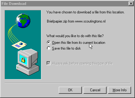 Kies bij het downloaden voor Openen.