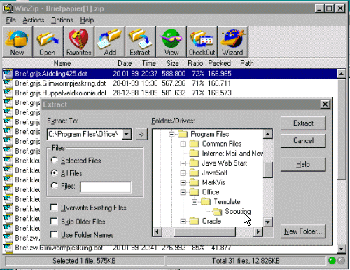 Unzip alle bestanden naar de directory die in deze stap is aangemaakt.